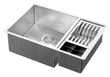 Cuba Dupla Bistrô 60x40x20 Escovado com Canal Equipado 4,5" FSC100%