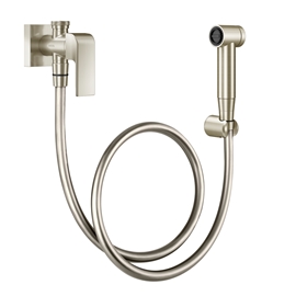 Ducha higiênica com registro e derivação c/ gatilho Vougan níquel escovado