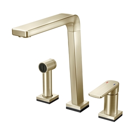 Monocomando para cozinha com ducha manual Bistrô Tech níquel escovado