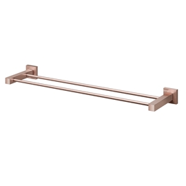 Porta-toalhas bastão duplo 653 mm Square cobre escovado