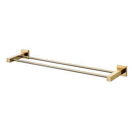 Porta-toalhas bastão duplo 653 mm Square ouro polido