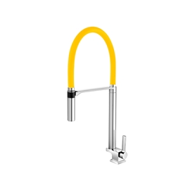 Torneira bica alta de mesa para cozinha Doc cromado/amarelo