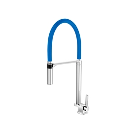 Torneira bica alta de mesa para cozinha Doc cromado/azul