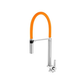 Torneira bica alta de mesa para cozinha Doc cromado/laranja