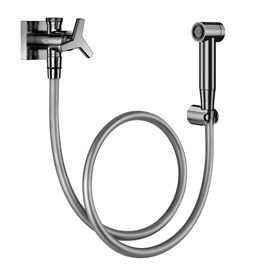 Polished graphite shower and faucet with Docol City graphite